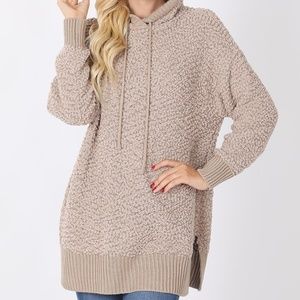 Zenana Long Sleeve Popcorn Sweater Cardigan with Pockets